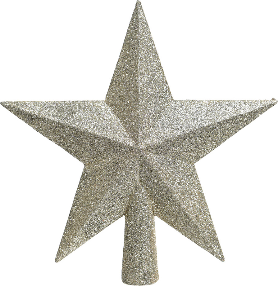 Christmas Decoration Christbaumspitze Stern mit Glitzer 19cm Kunststoff, perle 029547