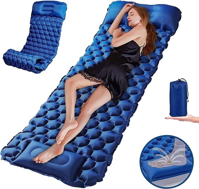 zodight Camping Isomatte,Isomatte Camping Aufblasbar,14cm Dicke Isomatten Camping Ultraleicht mit Kissen Isomatte Selbstaufblare Schlafmatte für Camping