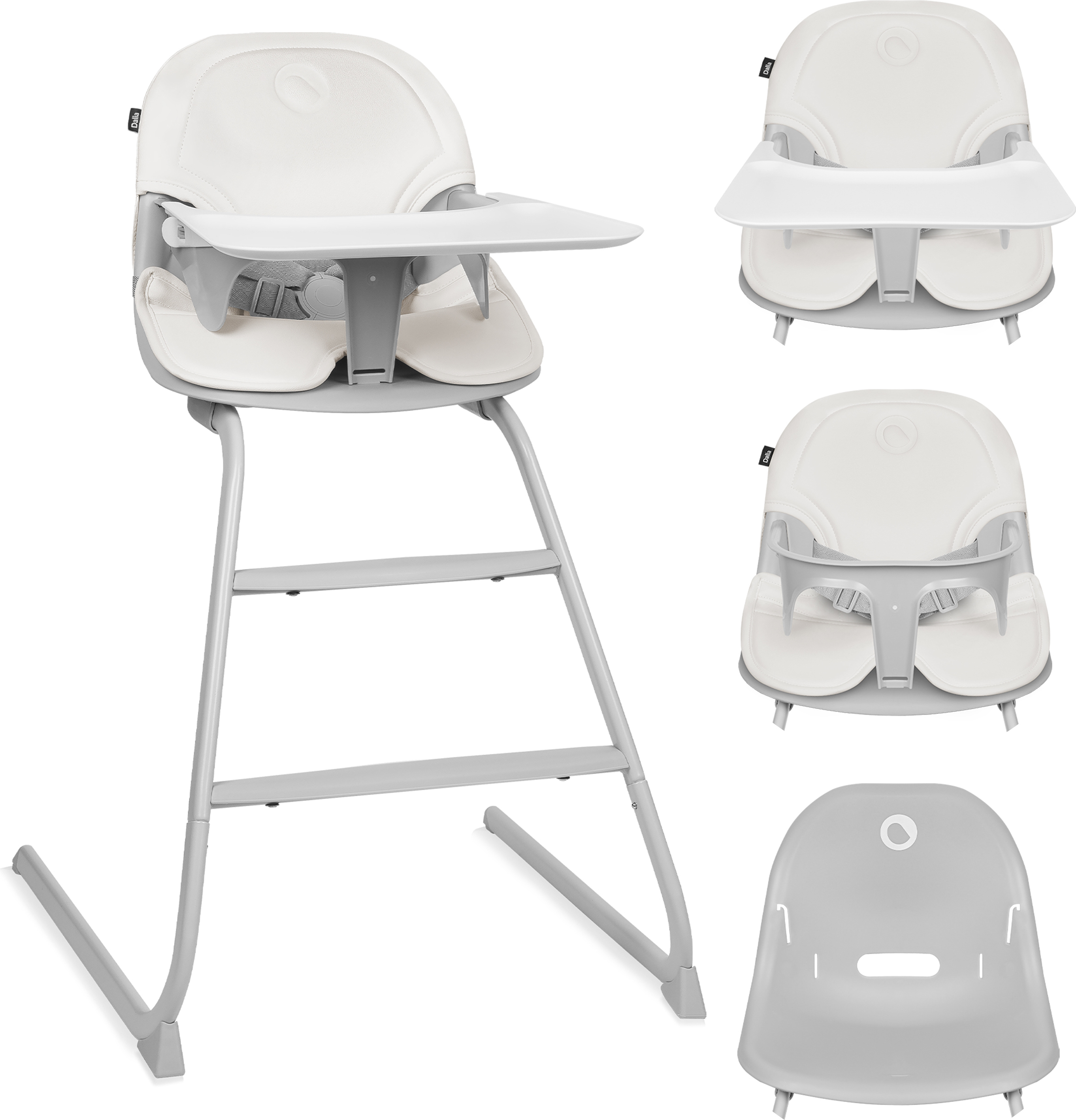 Hochstuhl und Sitzstuhl Lionelo Dalia - 2-in-1 - Ab 6 Monaten bis 60 kg - Spülmaschinenfestes Tablett - Werkzeuglose Montage - Grau LO-DALIA GREY STONE