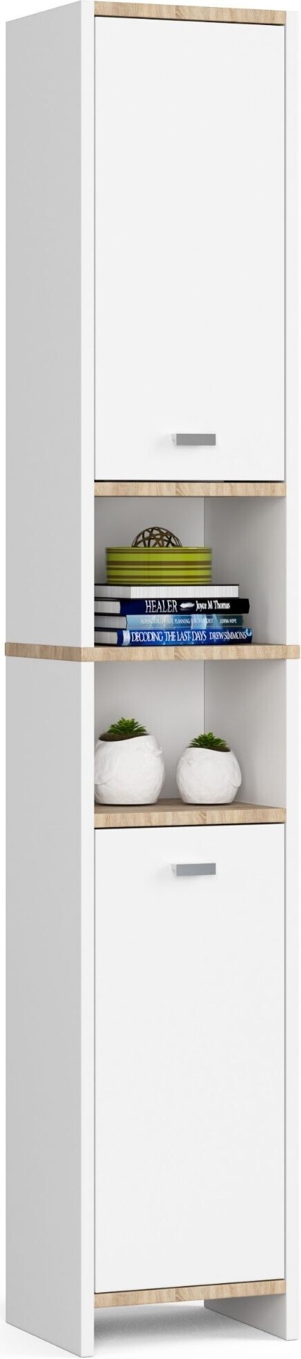 Akord Badezimmersäule BETI Weiß 32 cm 2 Türen 4 Regalböden B32xH180xT28 cm REGBETI2D1WBIA