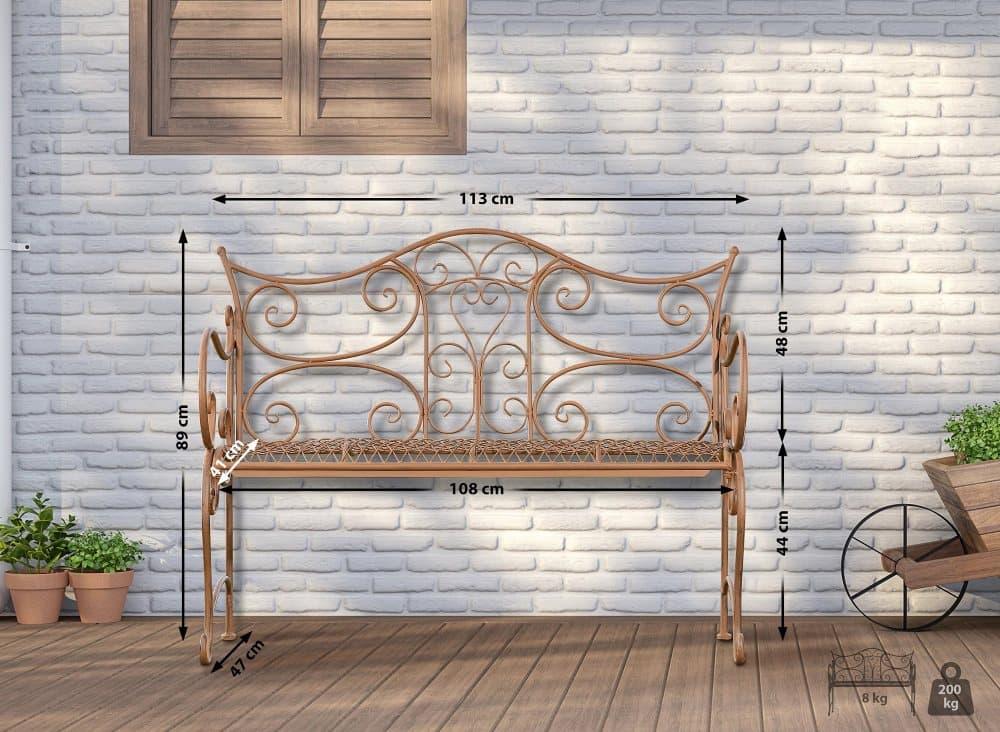 Gartenbank - Elegante Bank - Zeitloser Blickfang im Wintergarten | Farbe: Antikes Braun