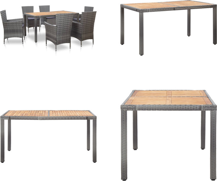 vidaXL 7-dielny záhradný jedálenský set s vankúšmi polyratan sivý - Záhradný jedálenský set - Záhradné jedálenské sety - Záhradné sety