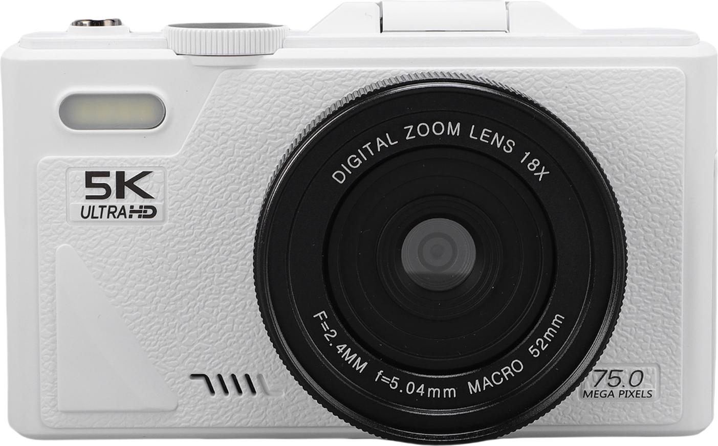 Digitálny fotoaparát PUSOKEI 5K, 75MP kamera na fotografovanie s Wi-Fi, 18x digitálny zoom, automatické zaostrovanie, ochrana proti otrasom, videokamera pre seniorov na cesty (64G)