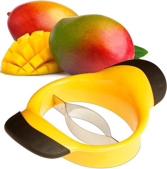 OEM Mangoschneider, frische Mangos te delen und entkernen, rutschfeste Handgriffe, Metallschneideblatt, Mango-Schneider, schwarz-gelb 2026