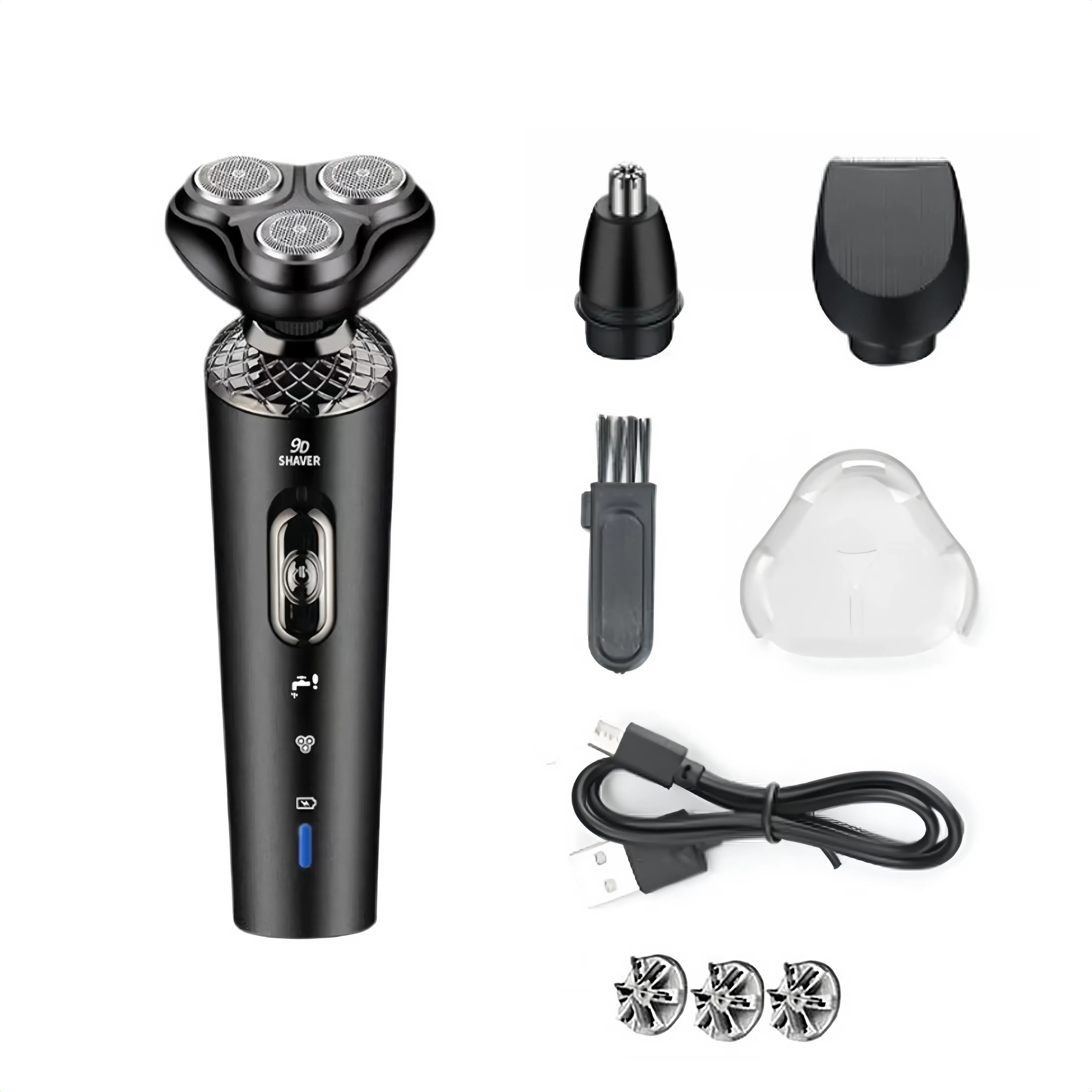 sunwoif Elektrische Rasierer, 3-in-1 Elektrorasierer, Herren Bartschneider, 3 Aufsätze, Rasur, Haarschneider Set, Beauty-Trimmer, für unterwegs, 16 × 6,5 cm