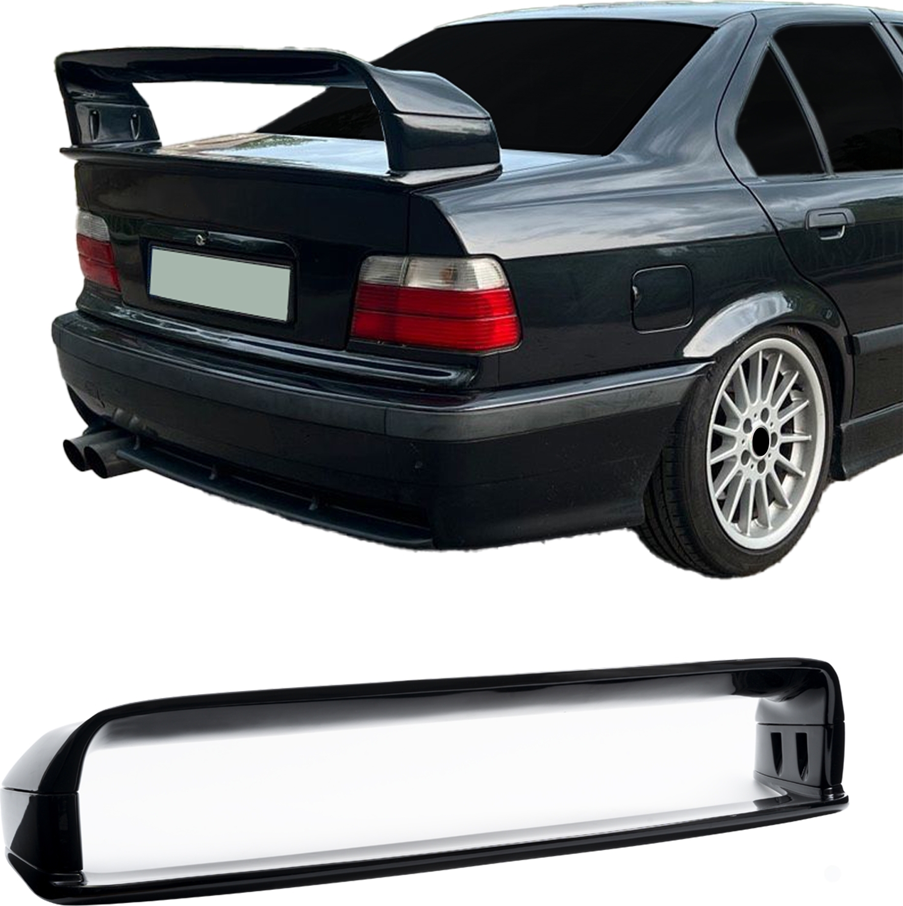 Tuning Fanatics Kofferraumspoiler Heckspoiler Spoiler Lippe SCHWARZ GLANZ für BMW 3er E36 Limo