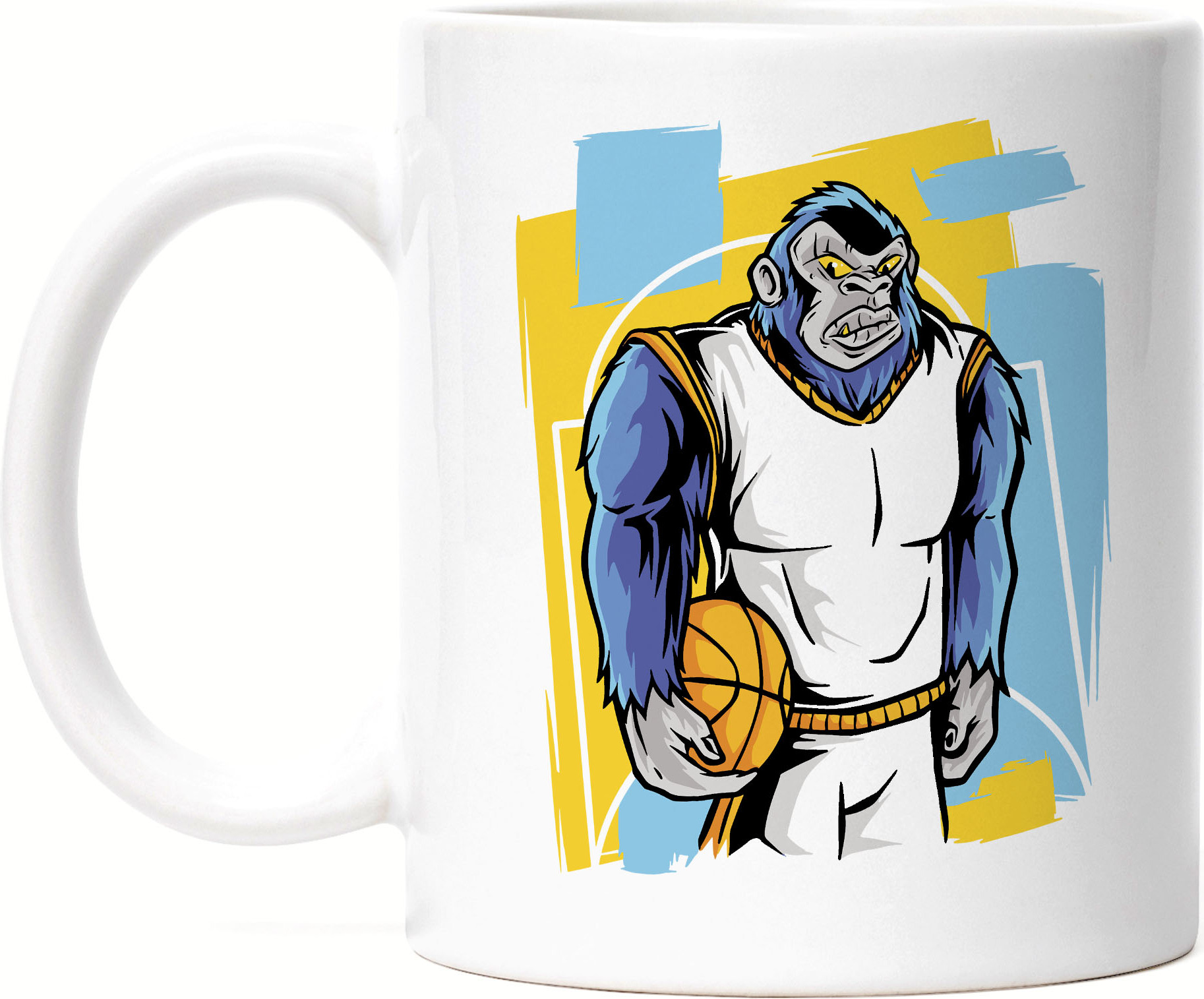 Hey!Print Basketball Tasse Weiß Gorilla Mannschaft Spieler Korb Teamsport Gewinner Ballsport Jersey Team Mannschaftssport HP-1790-T