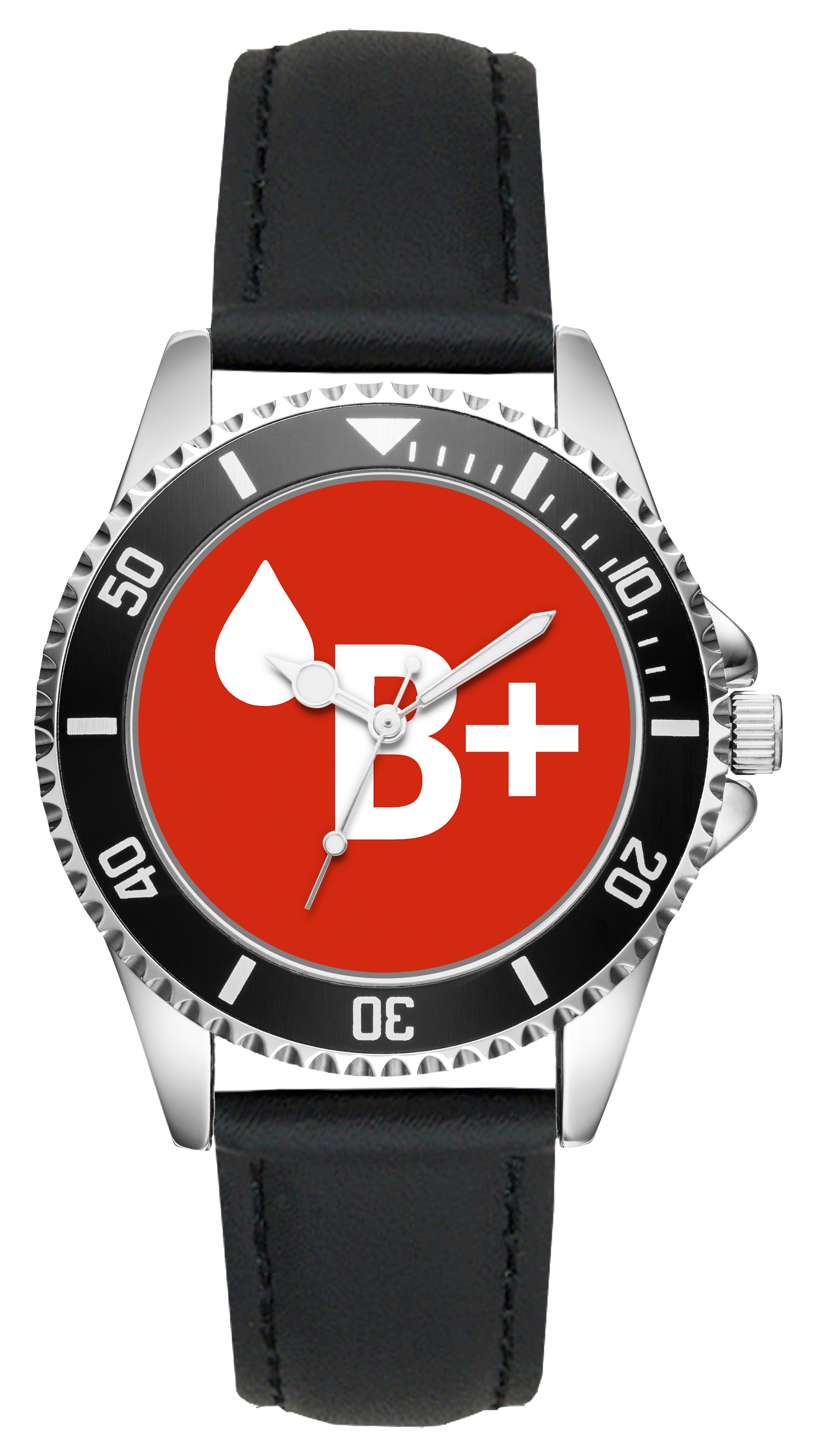 KIESENBERG Herrenuhr Armbanduhr Blutgruppen Blutgruppe B+ Geschenk Fan Artikel Analog Quartz Lederarmband Uhr L-2025003 L-2025001