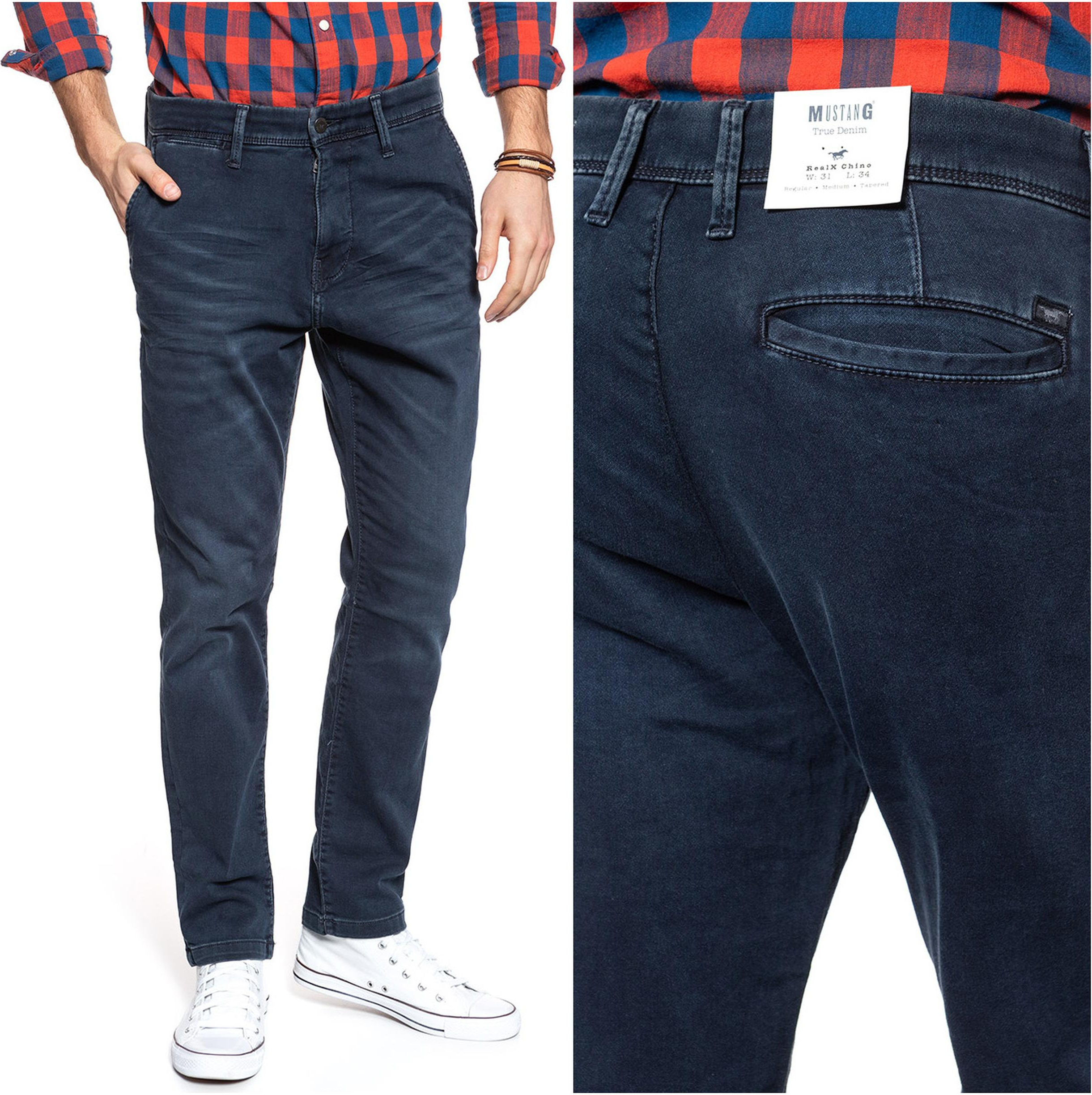 Mustang Realx Chino Herrenmaterialhosen Dehnbar Dresk Blue Denim 1008081 5000 883