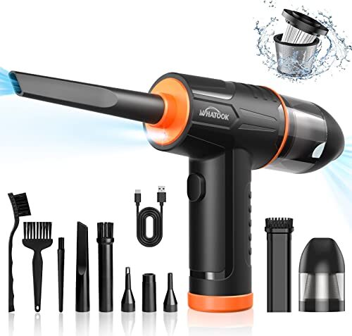 WHATOOK 2-in-1-Staubgebläse-Druckluft, 100.000 U / min elektrischer Luftspray-Reiniger, 3-Gang-Druckdruckspray, 10 kPa drahtlose Tastaturreinigungs-PC, PC,