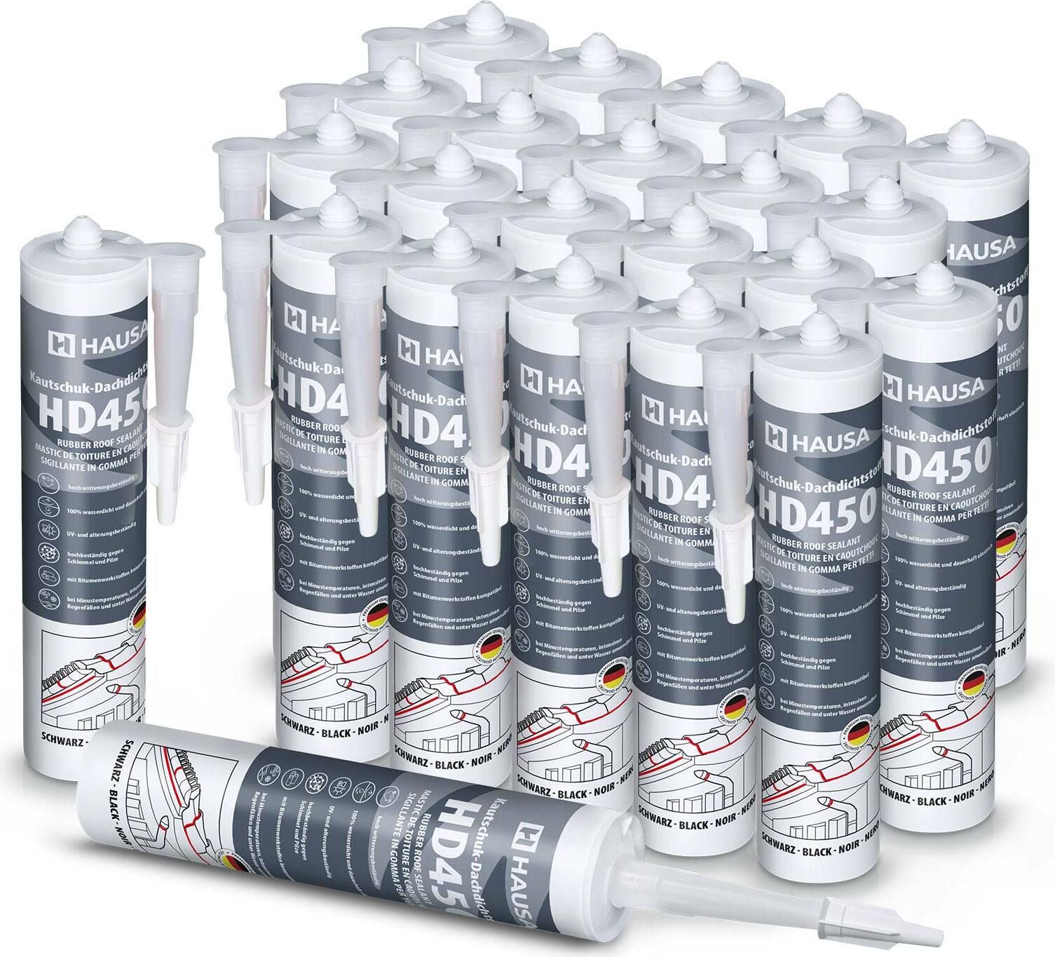 Hausa Kautschuk Dachdichtstoff HD450 Schwarz 24x 300ml