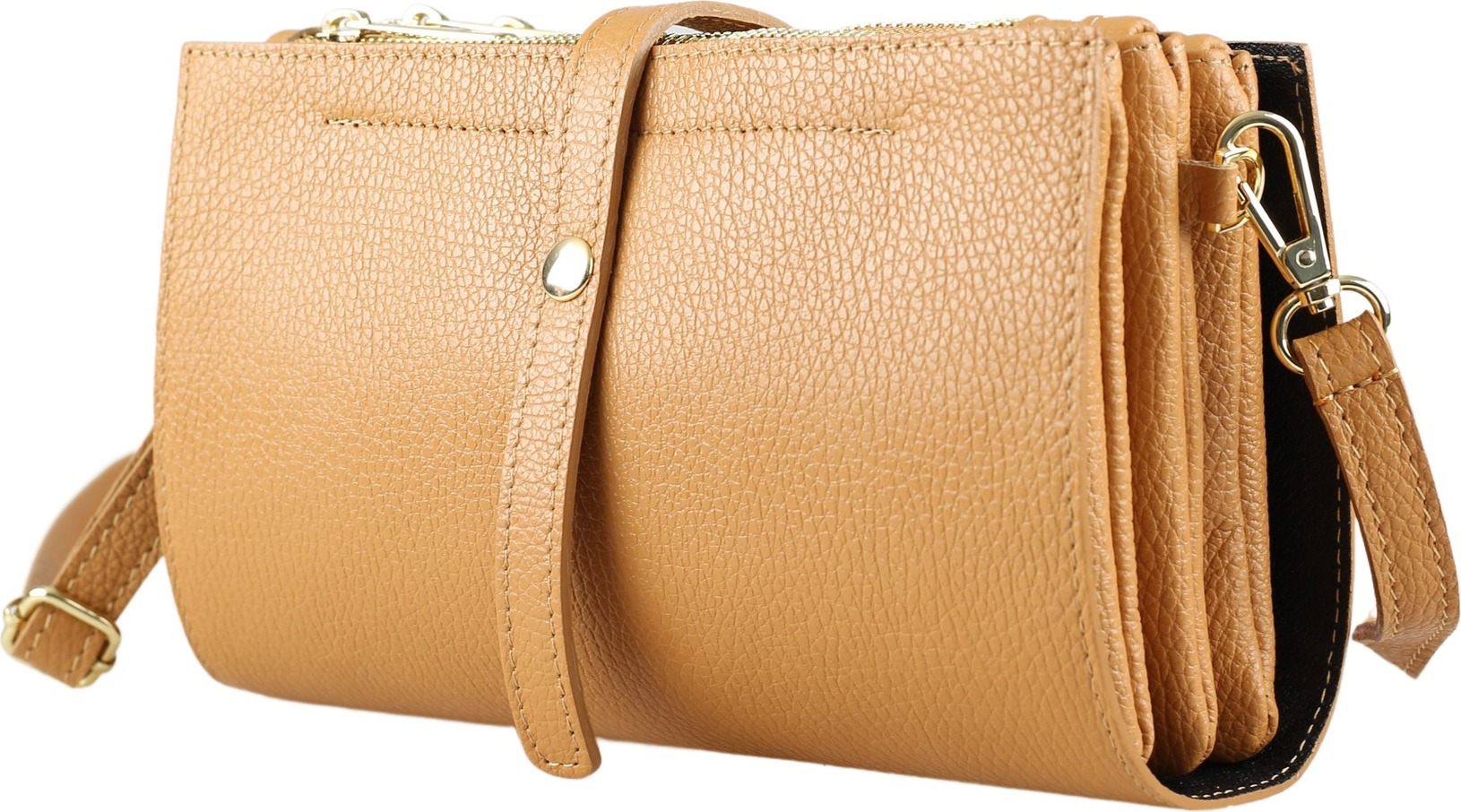 Umhängetasche Amber aus Leder mit 3 Hauptfächern von collezione alessandro