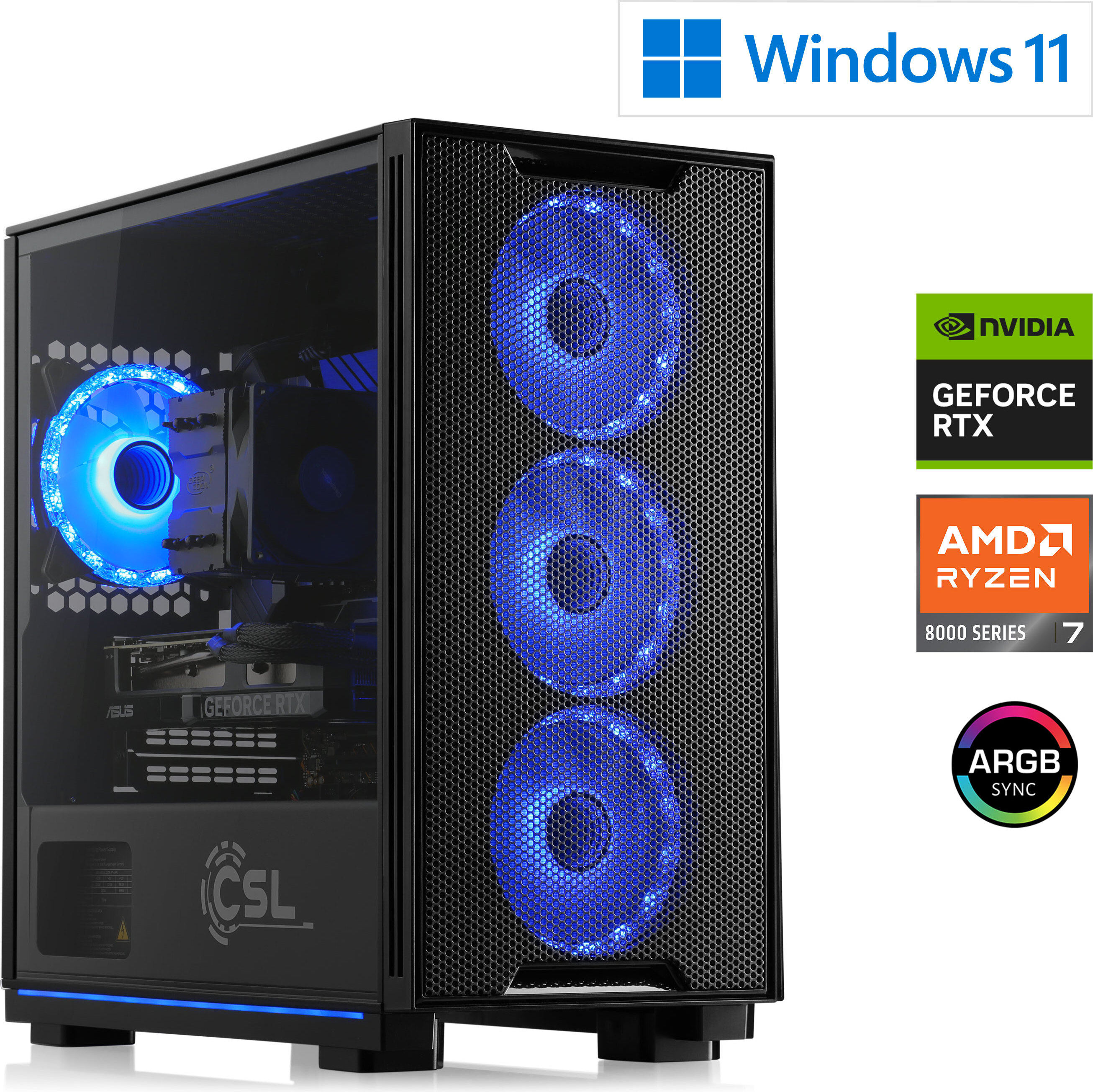Gaming PC, AMD Ryzen 7 8700F, 4100 MHz, GeForce RTX 5060 Ti, 32 GB DDR5 RAM, 1000 GB M.2 SSD, Windows 11 Home, USB 3.2 | M12100H