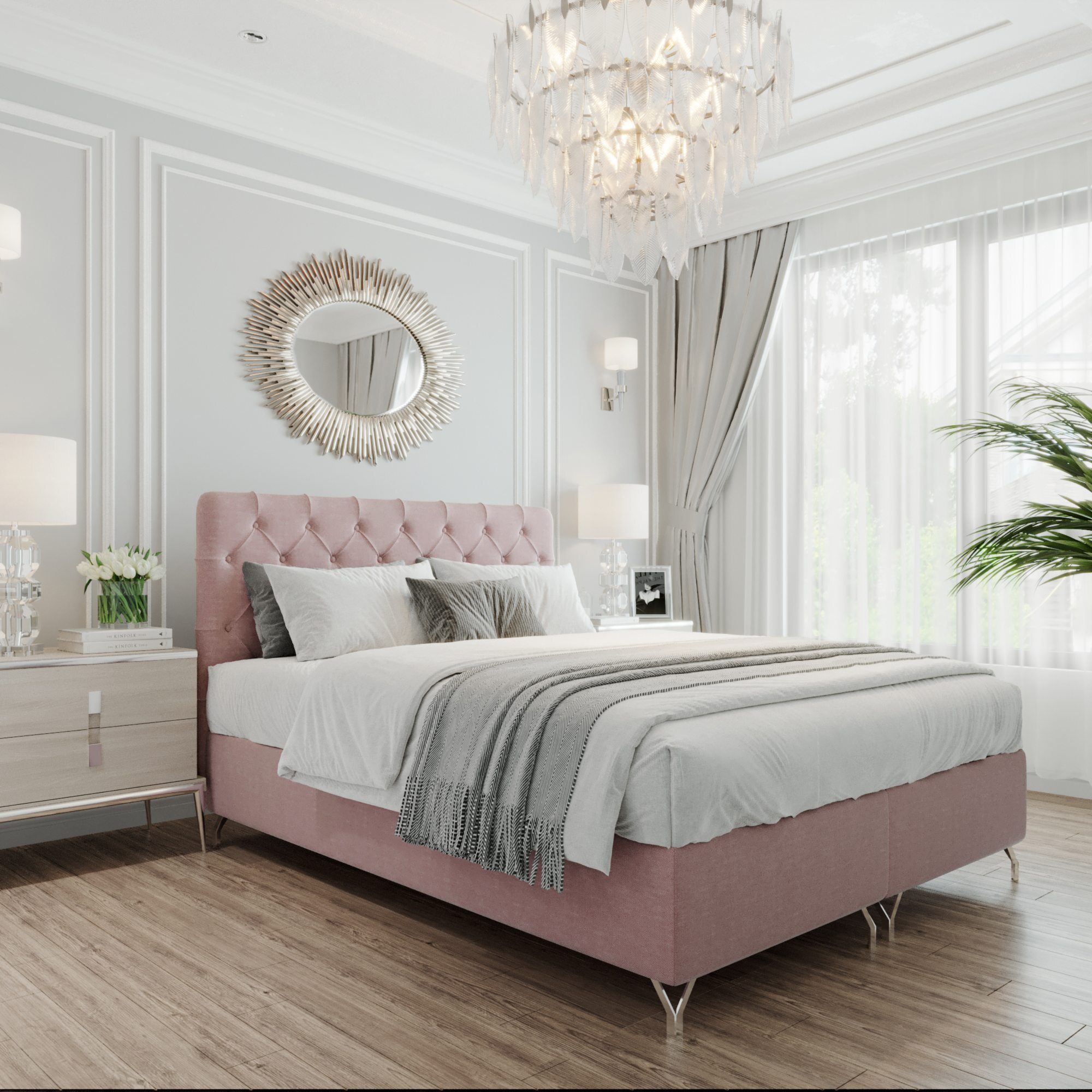 Boxspringbett Rosa Boxspringbett GracePLUS 200x200 Rosa Doppelbett Bett mit