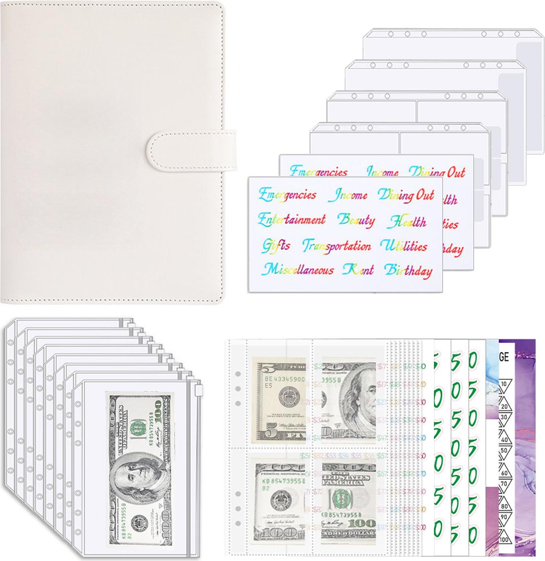 Meoiruery 100 Umschläge, Geldspar-Challenge-Ordner mit vorgedruckten Zahlen von 1 bis 100, A5-Geldspar-Ordner mit Umschlägen für Bargeld und Karten und Budgetplaner KAU-ER-LYS-PH-20251017-168