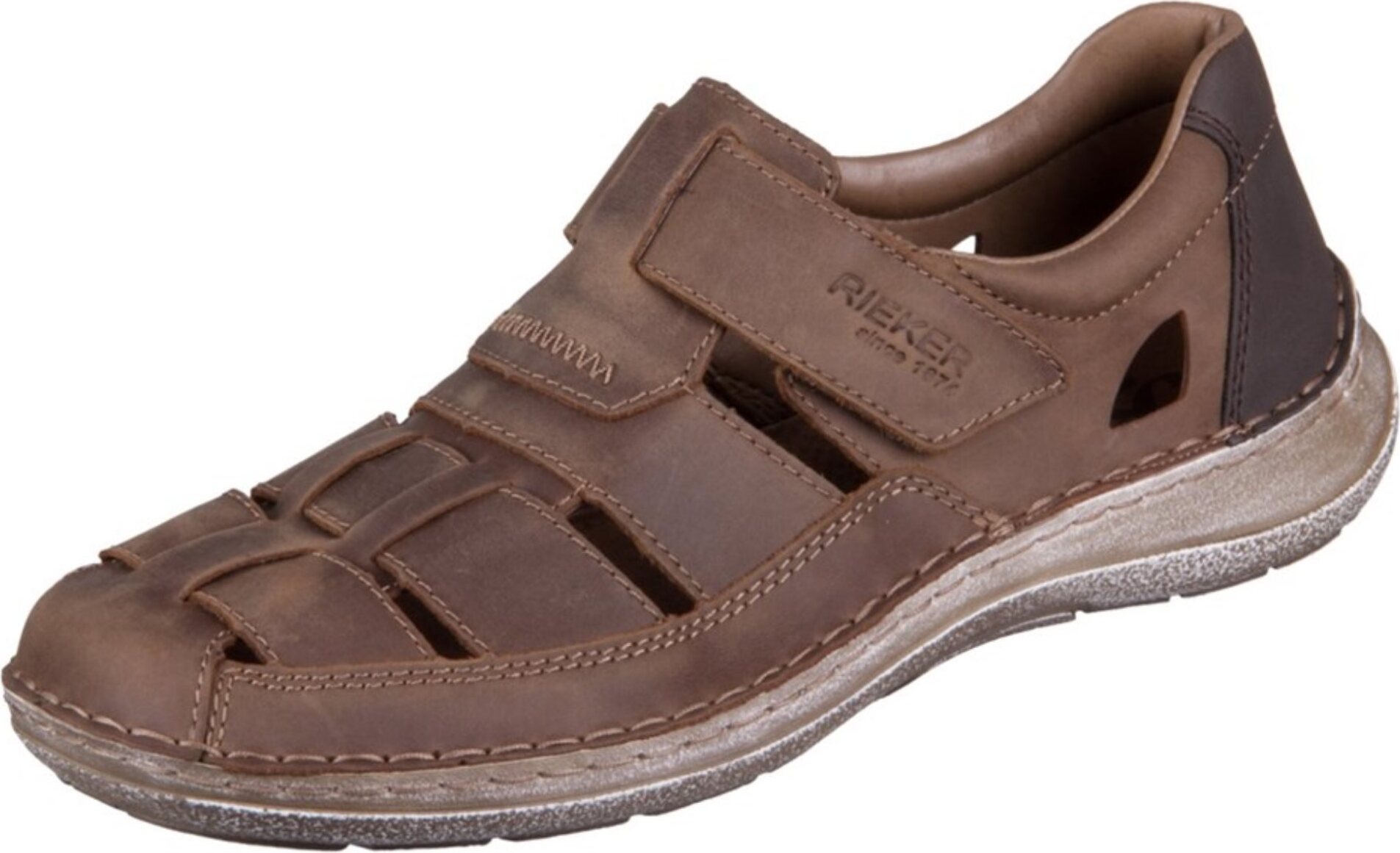 Rieker Sandali Uomo Modello 24394 - Classici E Comodi Con Chiusura A Velcro, Suola Light PU, Tacco 3 Cm