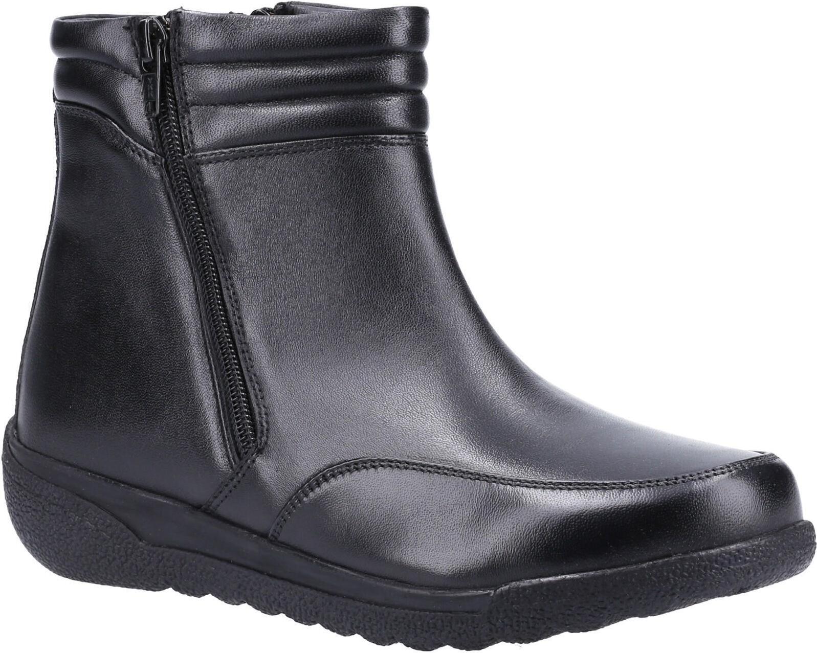 Fleet & Foster - Dámske členkové topánky "Morocco", dvojitý zips, kožené FS8171 (39 EU) (Čierna)