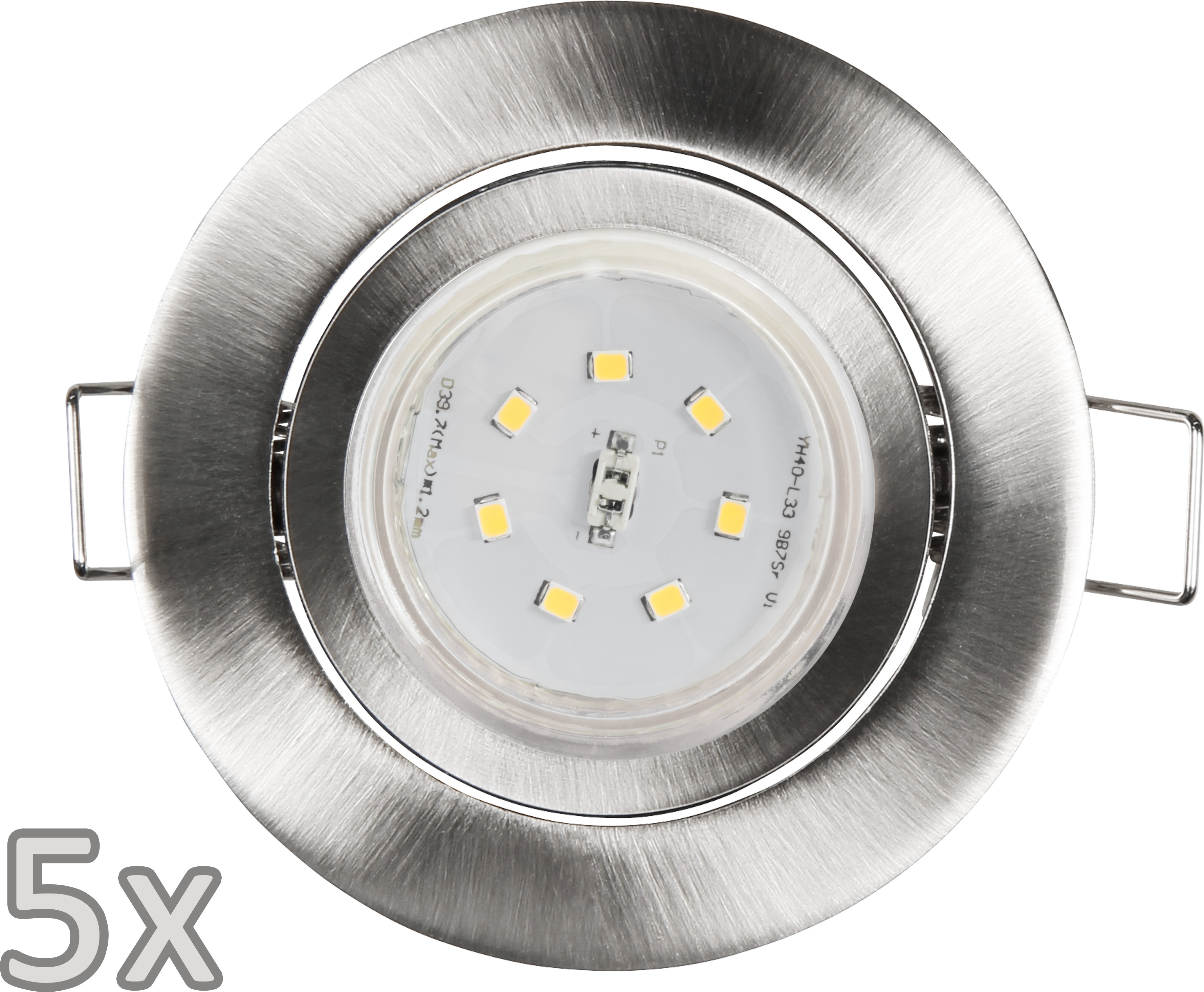 Einbauleuchten-Set McShine, 5xRahmen, 5xStrahler, GU10, 3W, 300 lm, Edelstahl 1452949
