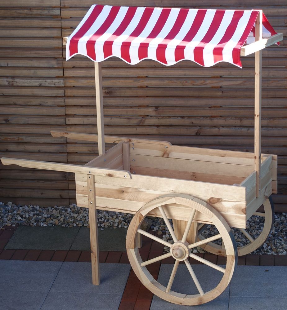 PROMEX Marktwagen mit Baldachin weiß/rot Promadino Dekoration Hingucker Deko Display 340/25