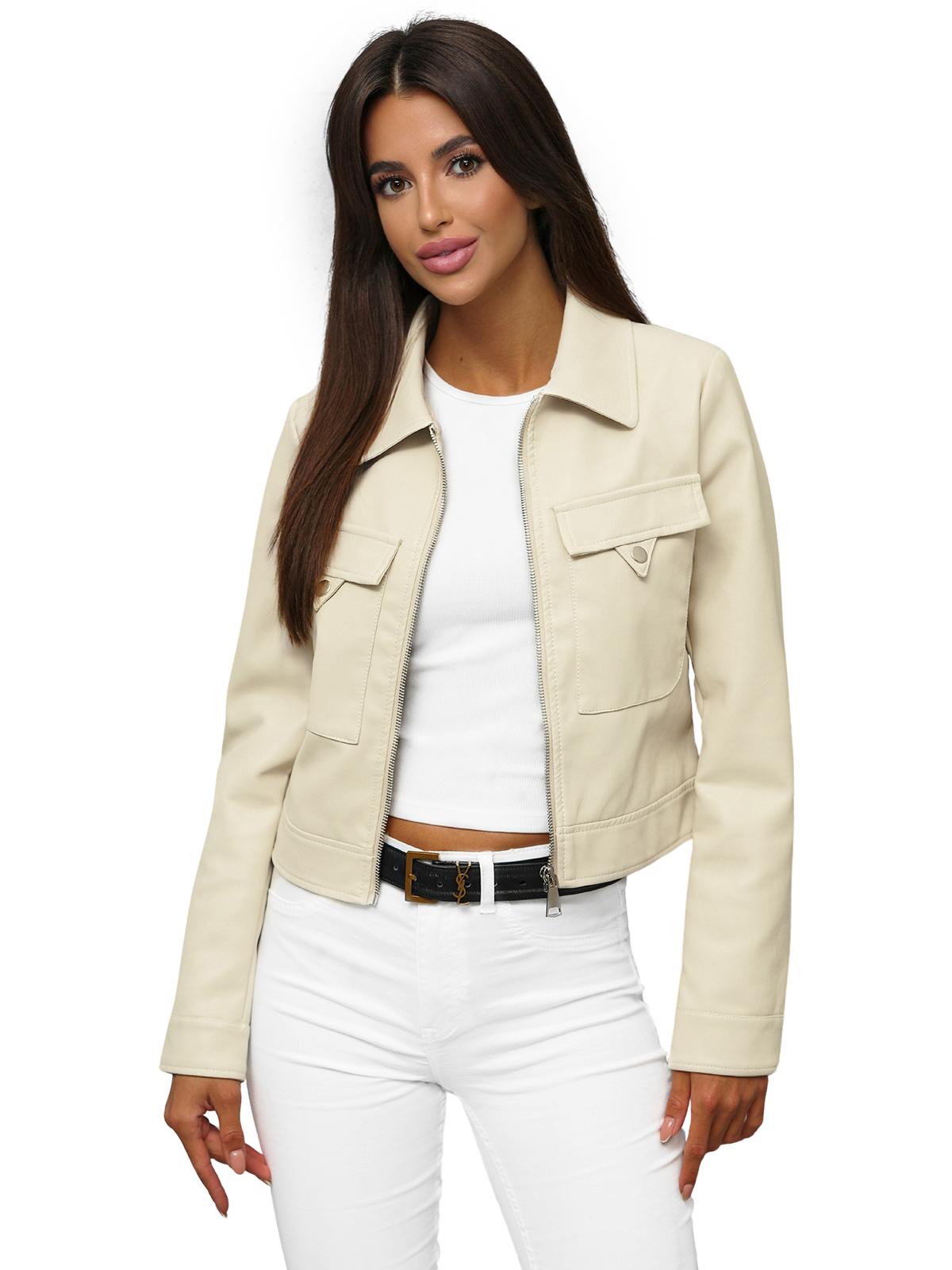 Damen Lederjacke Beige OZONEE O/G117 S