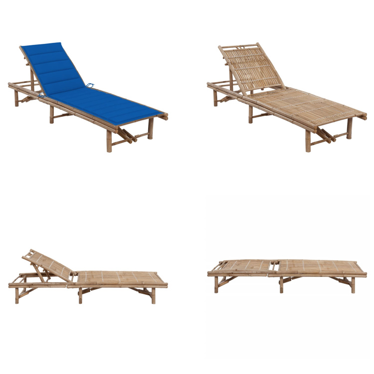 vidaXL Záhradné lehátko s bambusovým vankúšom - Lehátko - Lehátka - Lehátko s vankúšom - Lehátka s vankúšmi