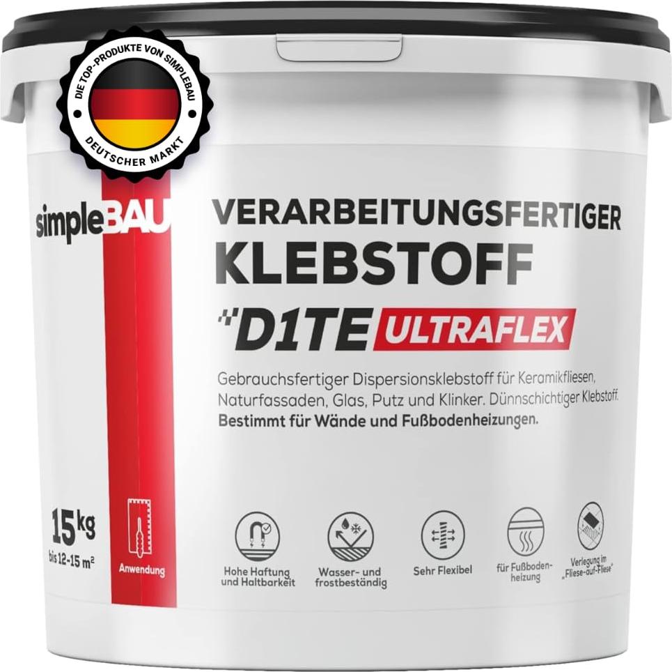 SimpleBau Fertigfliesenkleber Universal Kleber für Gipskartonplatten, 15kg