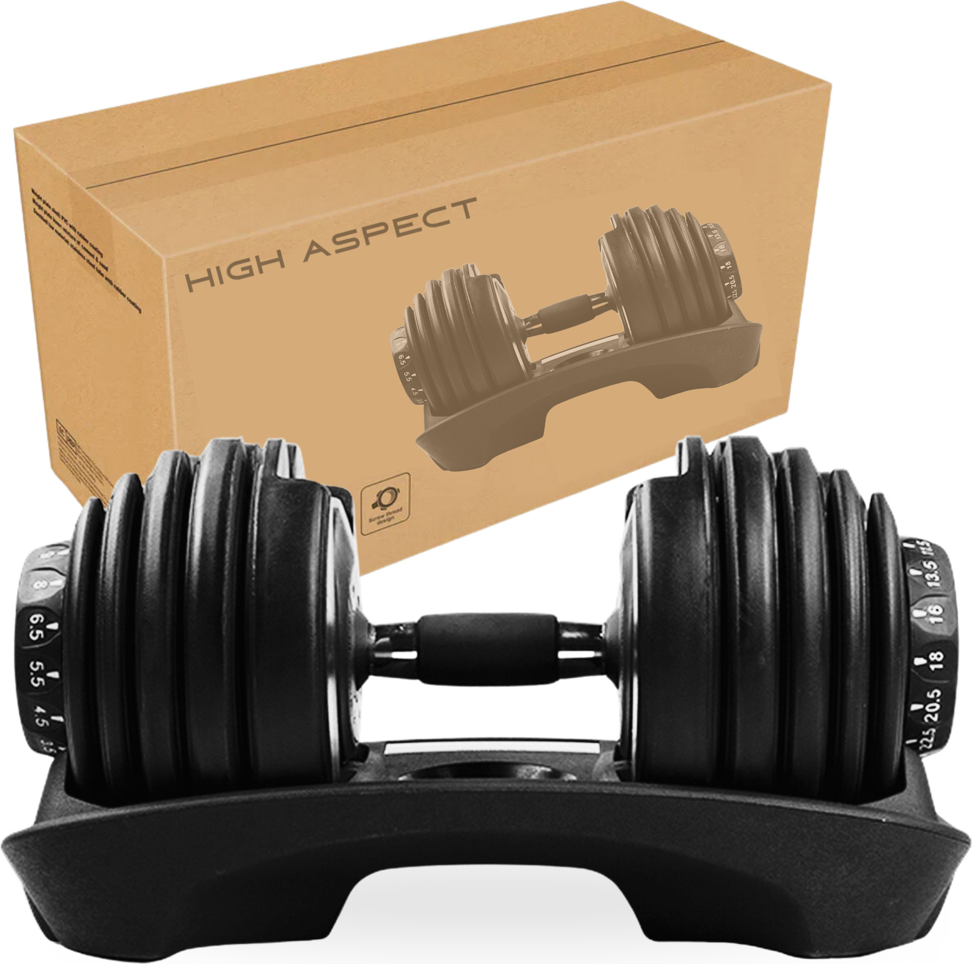 High Aspect Verstellbare Hantel 2 bis 24 kg - Dumbell - Verstellbare Smart Hanteln - Gewichtsset Home Gym - Einstellbare Hanteln von 2,5 kg bis 24 kg - Hantelset