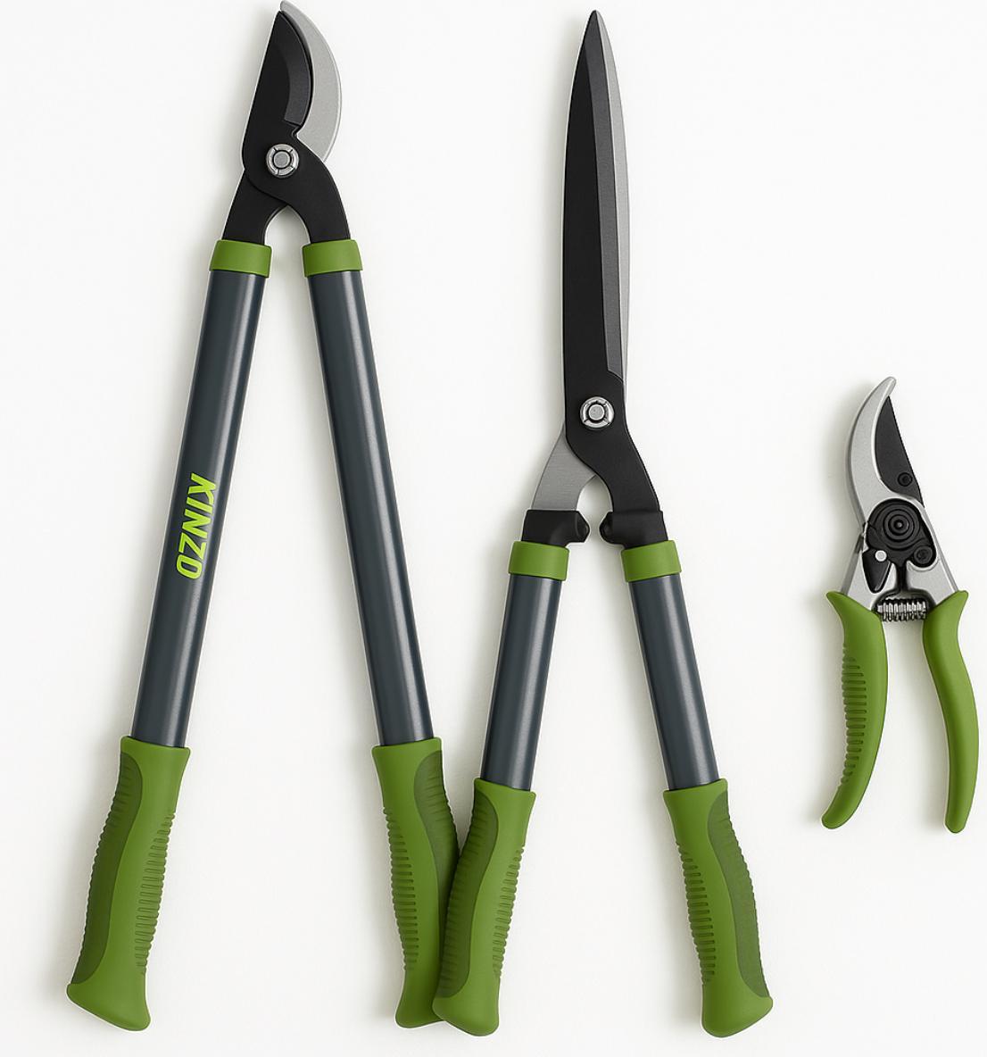 Kinzo GartenBaumscheren-Set - Baumscheren-Kombi-Set - 3-teilig - Baumschere - Astschere - Heckenschere