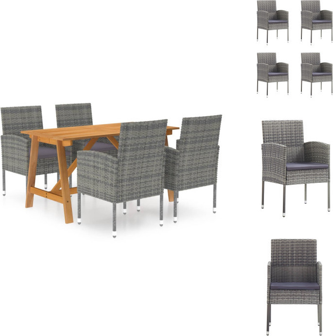 vidaXL 5-dielny záhradný jedálenský set sivý - Záhradné nábytkové zostavy