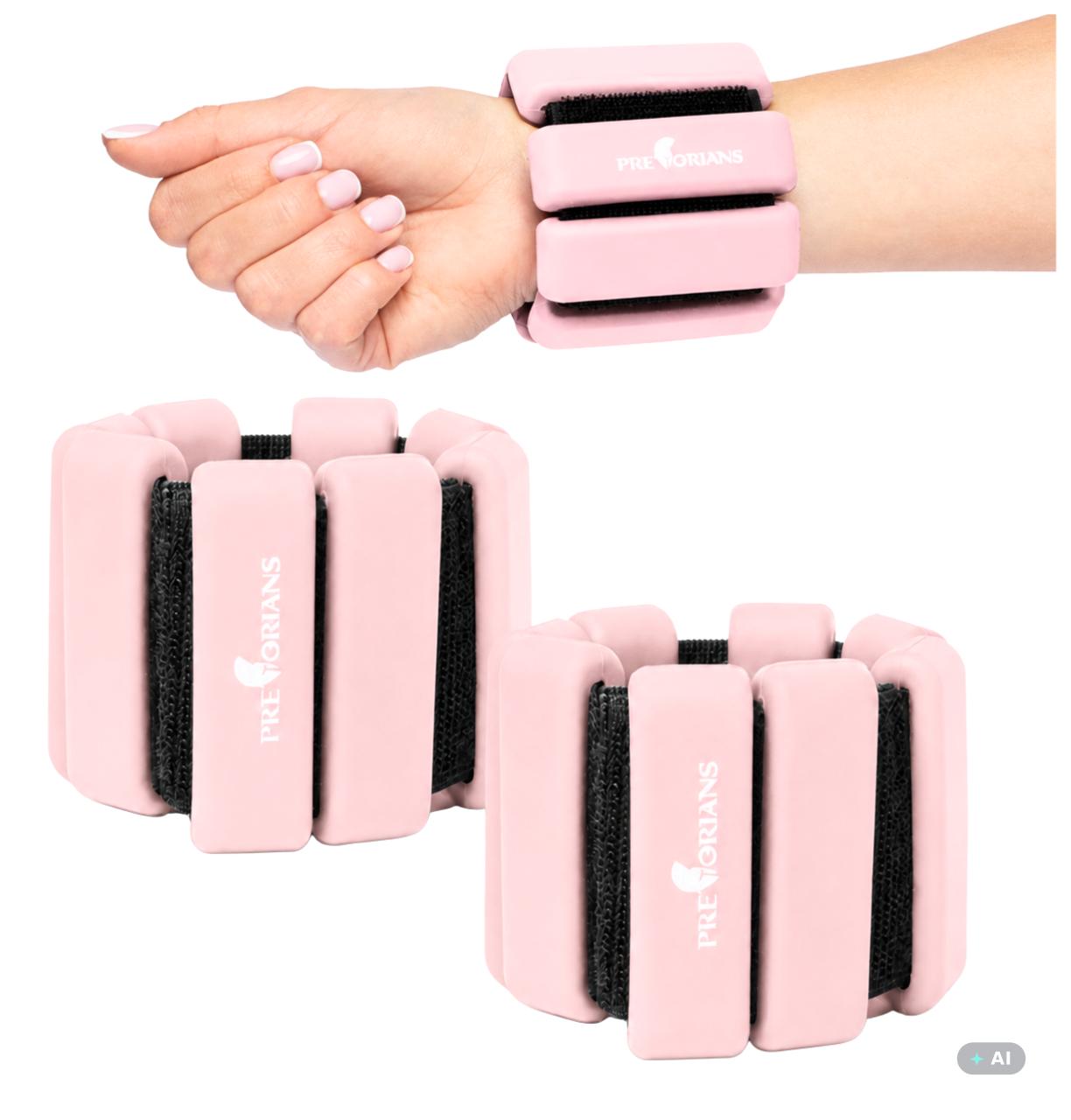 Pretorians Silikon Gewichte 2er Set Handgelenk und Knöchel Gewichte 2x0,45 kg Fitness Pilates Gewichte Armgewichte Fußgewichte rosa