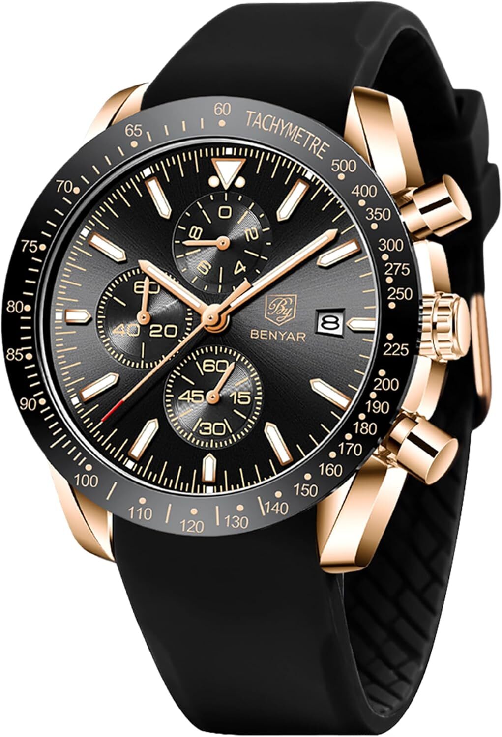 BENYAR für Männer, Lederarmband, Herrenmode Business Sport Design, 30M Wasserdicht Elegantes Chronograph Analog Quarz