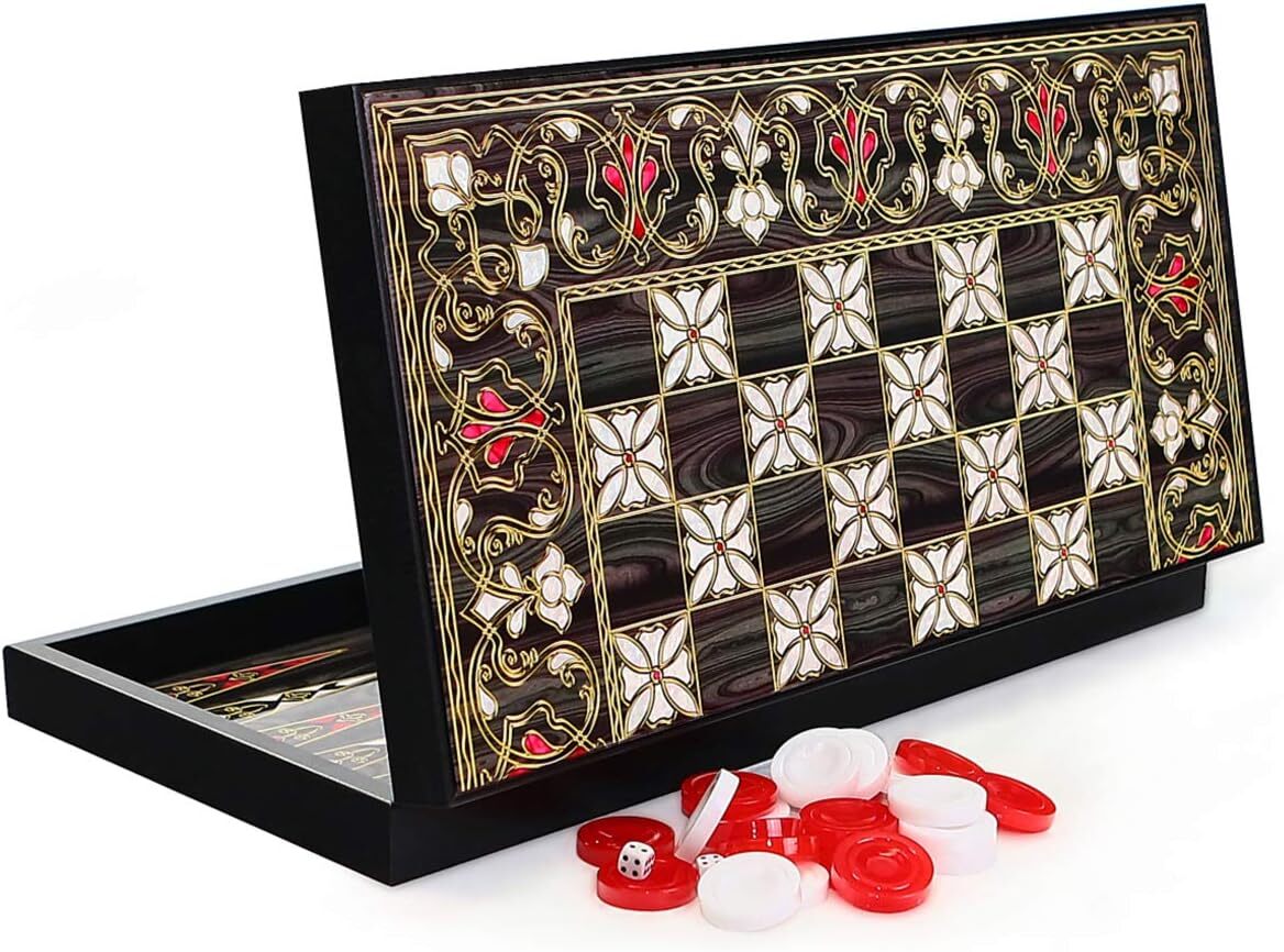 Brettspiel Backgammon Orientalische XXL Backgammon Tavla Istanbul/Uskudar – Klappbares Brettspiel Mit Steinen & Würfeln