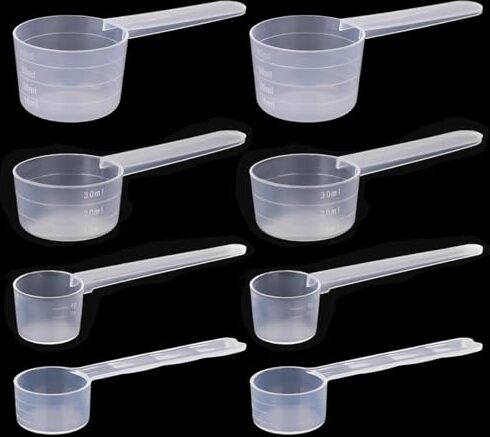 QFECT Messung von Löffeln, 8 Teile Dosierung Gramm 4G, 5G, 15 g, 20 g, Plastiklöffelsets, Pulverlöffel, Proteinkaffee -Backen