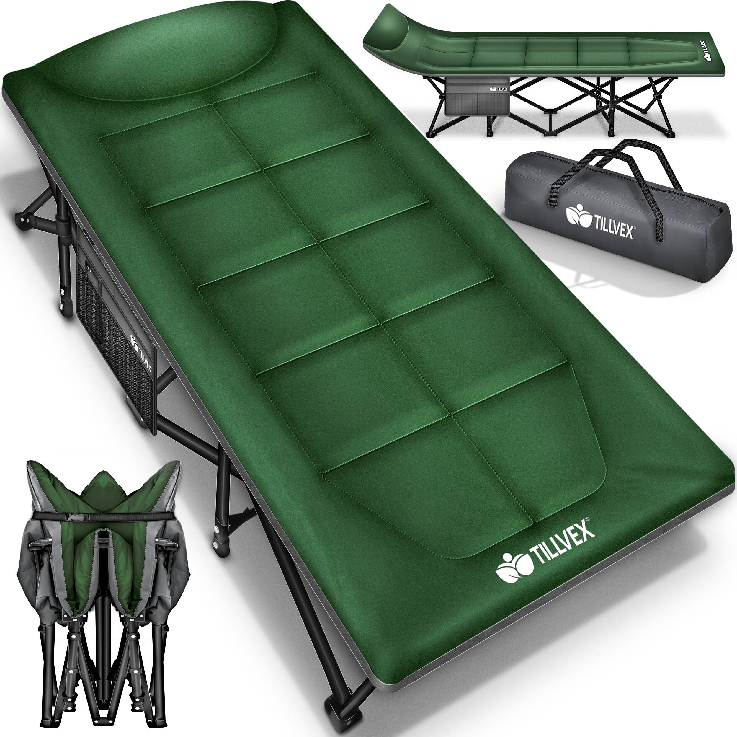 Lit de Camping Ultraléger Pliant et Compact Vert