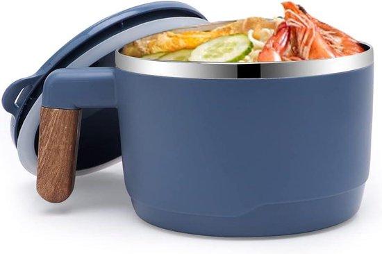 OEM Stahl Instant Nudel Schüssel 304 Japanische Suppenschüssel - 1000 ml Fenierschale mit Deckel - blau-grün-weiß 2026