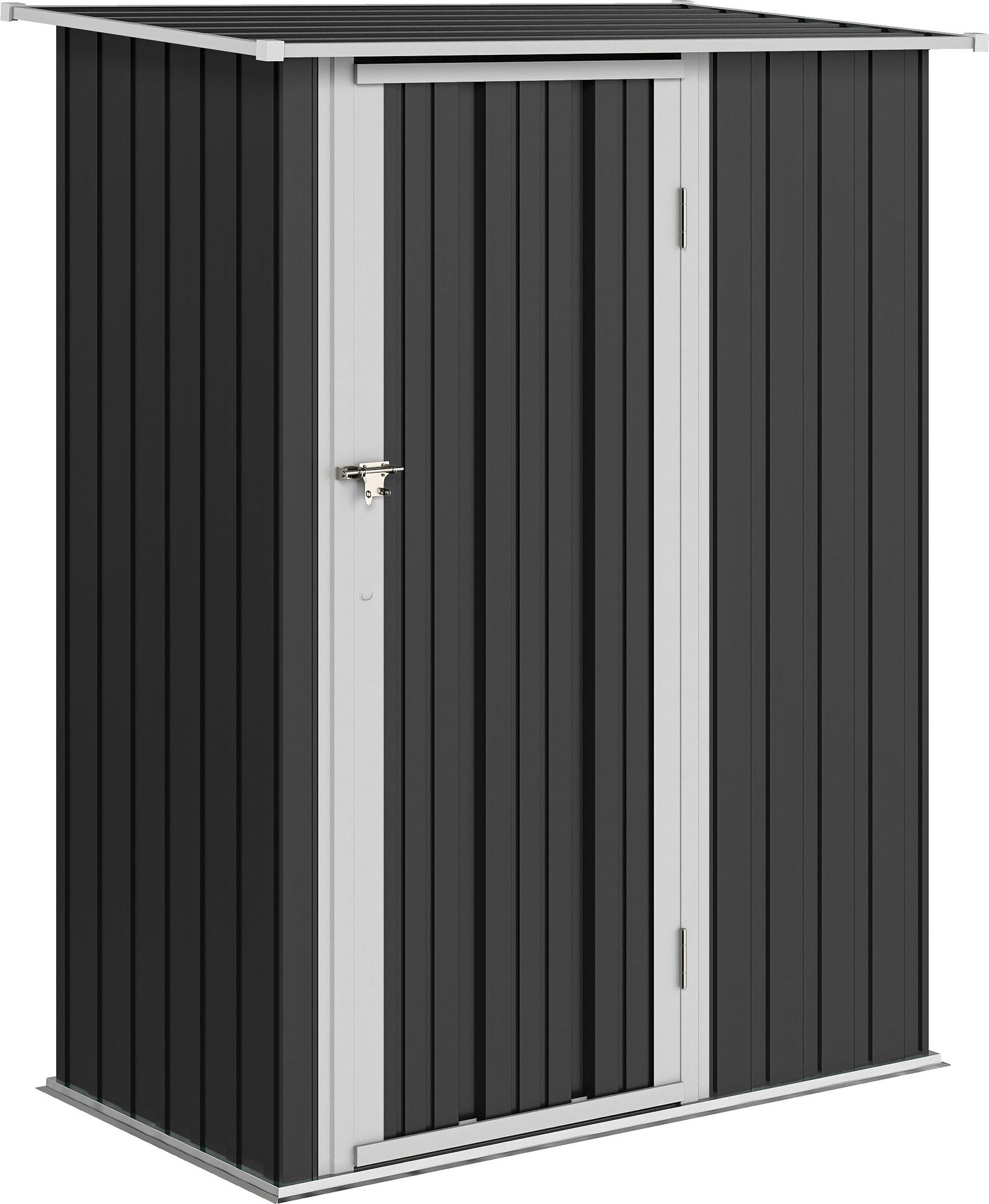 Metall Geräteschuppen 1,07 m² mit Schrägdach, 142x84x189 cm, abschließbar, Gartenhaus dunkelgrau, wetterfest, Stauraum