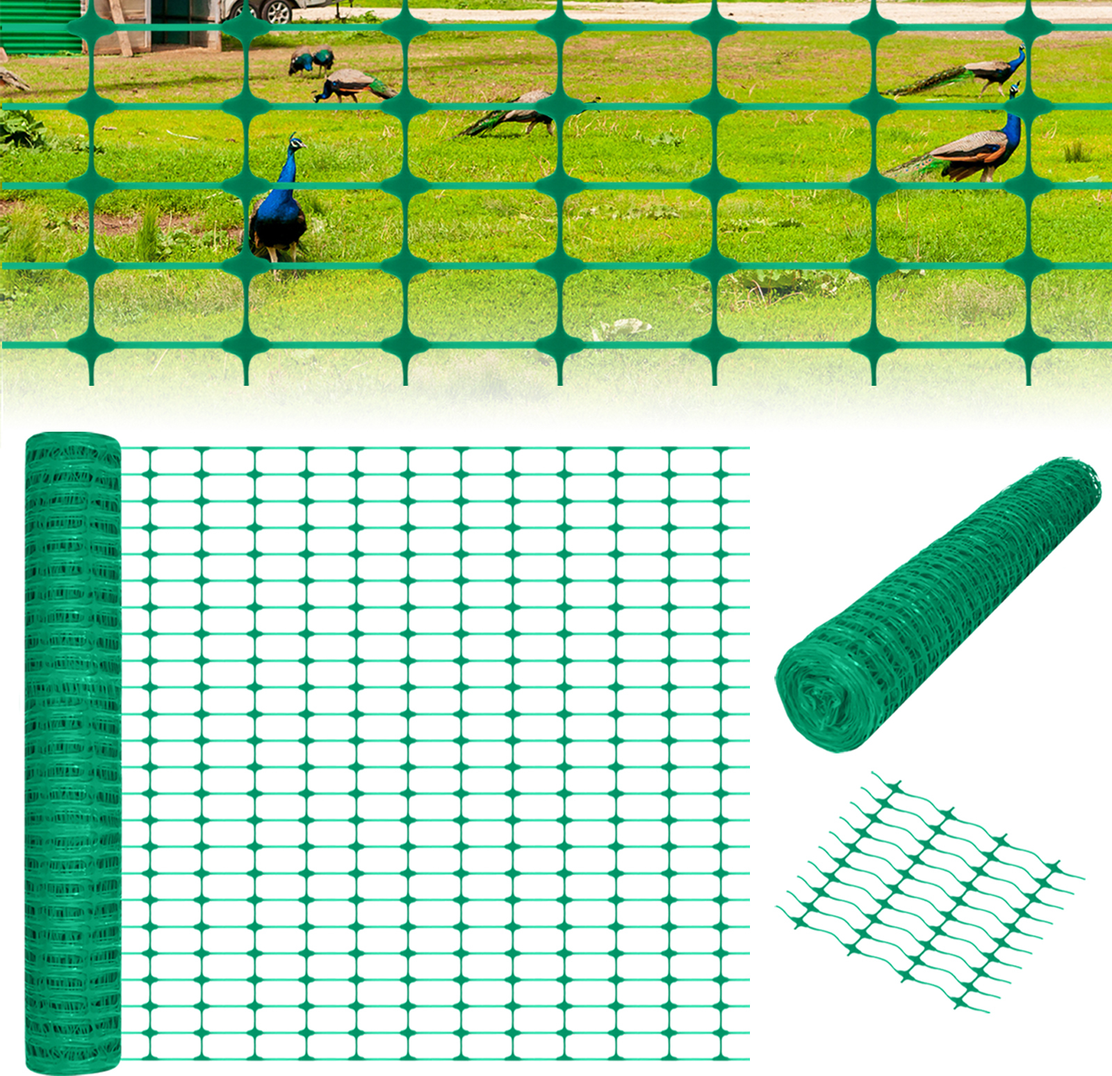 ACXIN 1 x 50m Absperrzaun, Schutznetz aus Kunststoff Bauzaun Warnnetz Auffangnetz Fangnetz Wildzaun Fangzaun Warnzaun, Ohne Umreifung, Grün (1 Rolle)