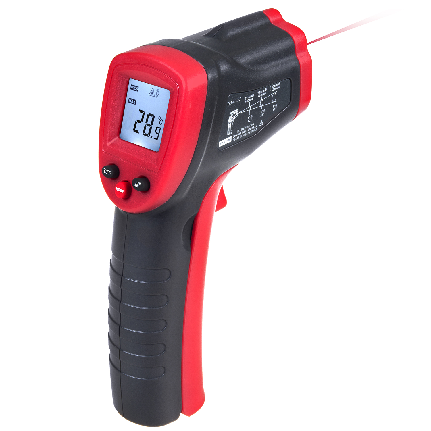 Infrarot Thermometer Pyrometer Laser Temperaturmesser Distanz 12:1 Bis 600° DE 