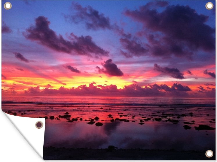 MuchoWow® 80x60 cm Outdoor-Poster Gartendeko Sichtschutz Garten Poster für den Garten Sonnenaufgang auf Nauru 133|17649171