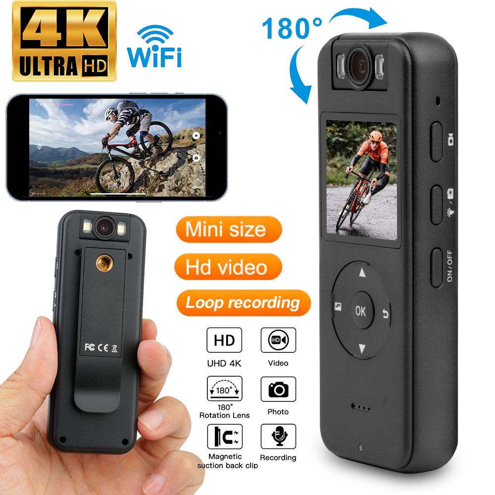Exlene 4K Ultra HD Mini-Kamera, kabellos, WLAN, VCR, Outdoor-Sport, DV, IR-Nachtsicht, Kamera für Strafverfolgung, Mikro-Recorder für Strafverfolgung