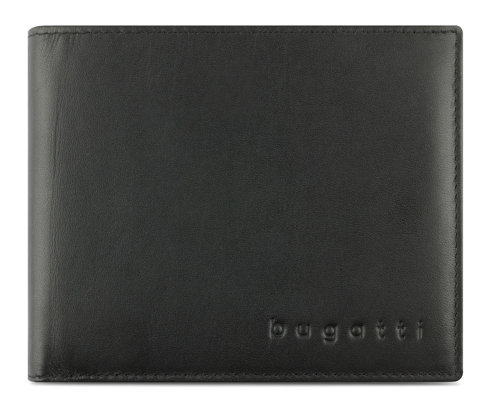 bugatti Super Slim Portafoglio vera pelle, protezione RFID, 100% fatto a mano, nero