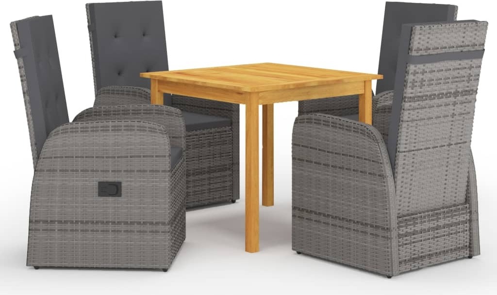 The Living Store 5 ks Záhradný jedálenský set sivý