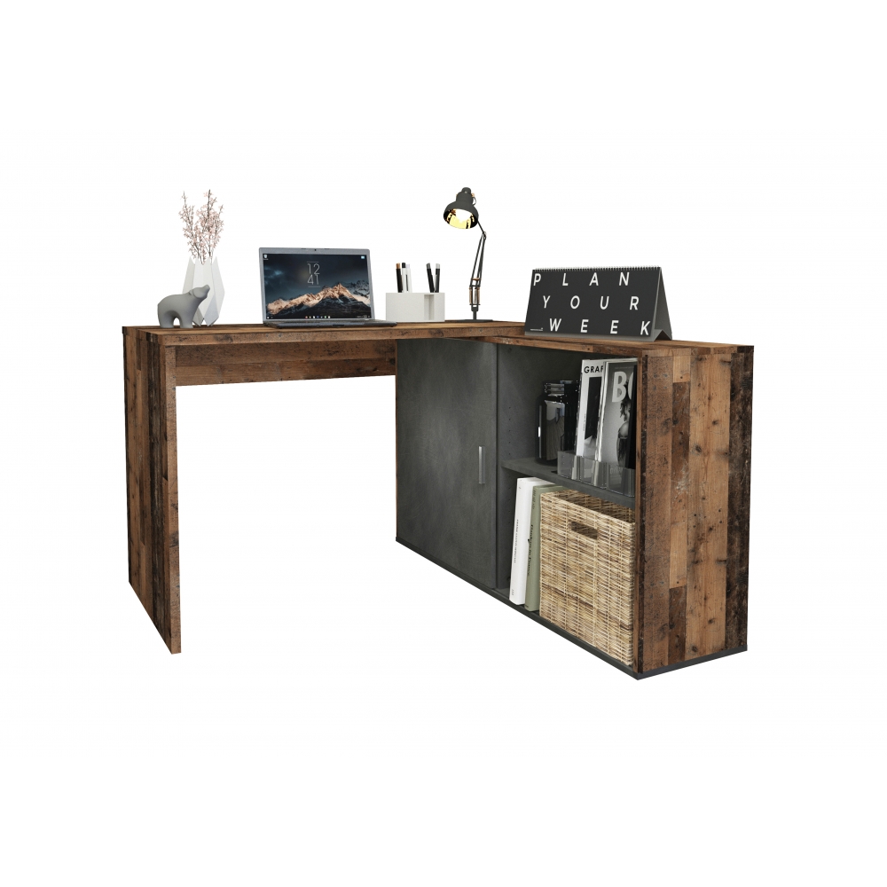 FMD Schreibtisch mit Regal 117×73×75 Cm Betonoptik for sale online 