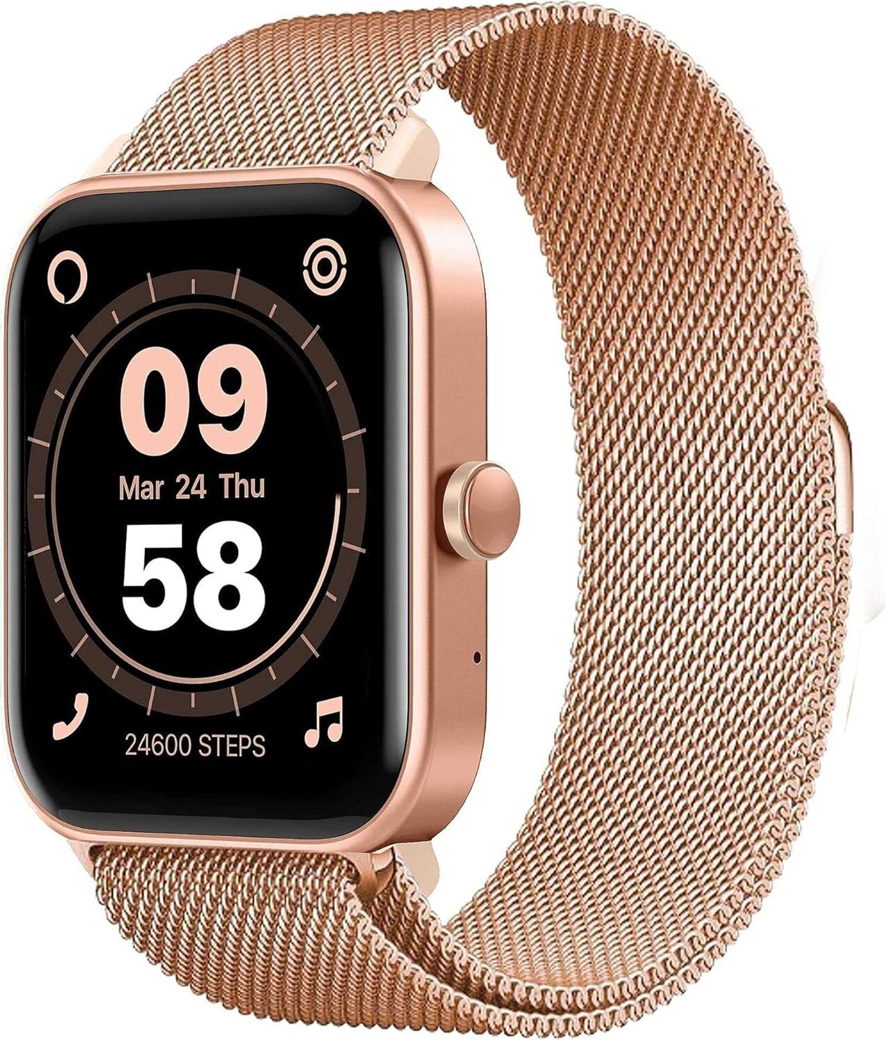Smarty2.0 SW038E Pink Smartwatch: Alexa, Bluetooth hovory, 14 športových režimov, 1,8" displej, kovový remienok, 46,5x40,5x13 mm