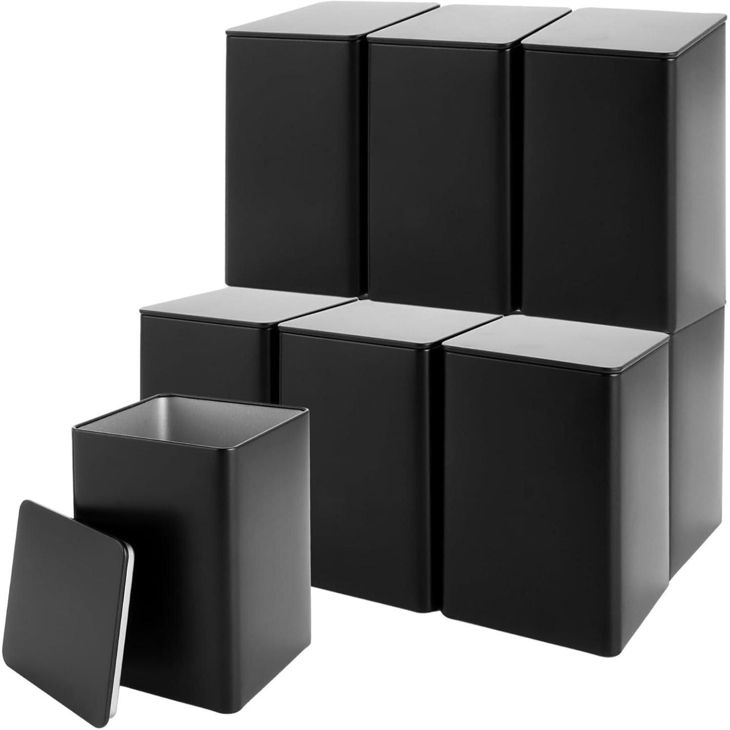 Sonstige Teedosen 10er Set Metall aromadicht 8.5 x 8.5 x 13cm für losen Tee Mehl Reis Kekse