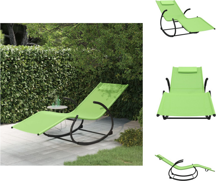 vidaXL Hojdacie lehátko zelené z ocele a textilénu - Lehátka