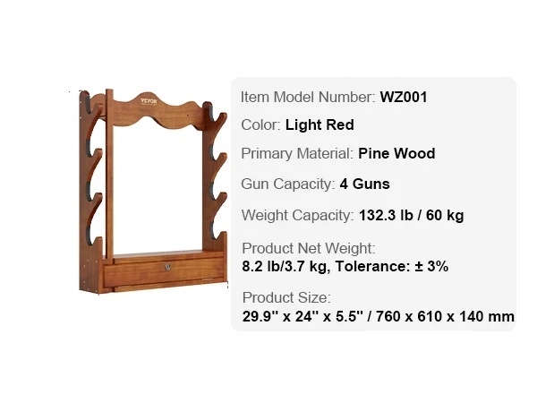 OEM Gewehrständer, Wandmontierte Aufbewahrung, Hält 5 Gewehre, 4-Slot 5515