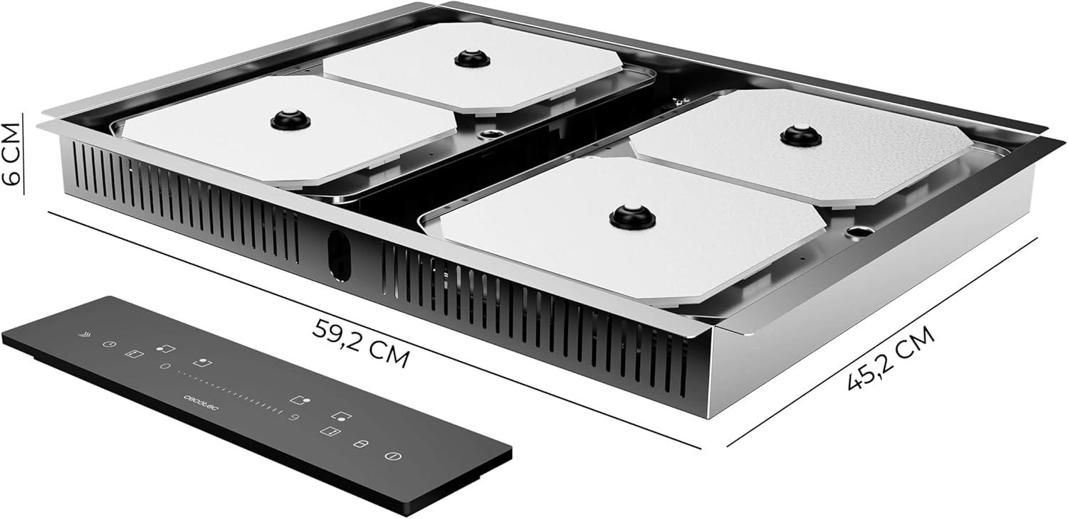 Neviditeľná indukčná varná doska 60 cm Cecotec Bolero Squad I 4300 Invisible FullFlex. 7200 W, ovládací panel s posuvným ovládaním, zóny FullFle