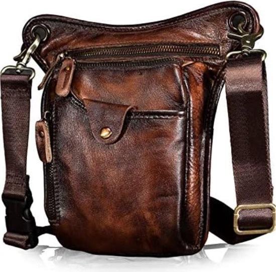 Merkloos Beintasche – Motorrad-Beintasche – Beintasche – Motorrad-Hüfttasche – Motorradtasche – Braun/Schwarz 105901-0
