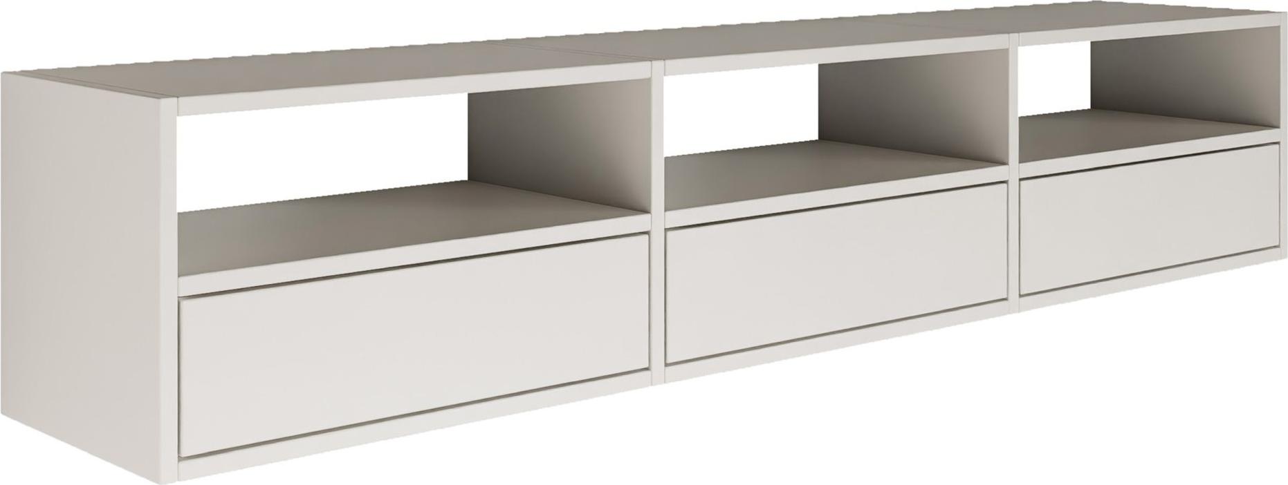 Selsey Framme – hängendes TV-Board mit drei Klappen und offenen Ablagen, Weiß, 150 cm